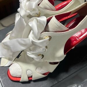 Dolce & Gabbana Elegant White and Red Heels